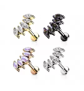 Серьга лабрет из стали с накруткой-кластер и фианитами PiercedFish LSIL01-STC для пирсинга хряща уха, хеликса, трагуса, губ (Монро, Медуза)