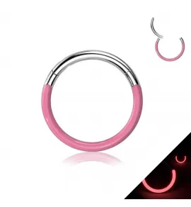 Кольцо кликер из титана Pirslab RHT013, розовое, серьга для пирсинга септума, хряща уха, брови, носа, губ, пупка, сосков