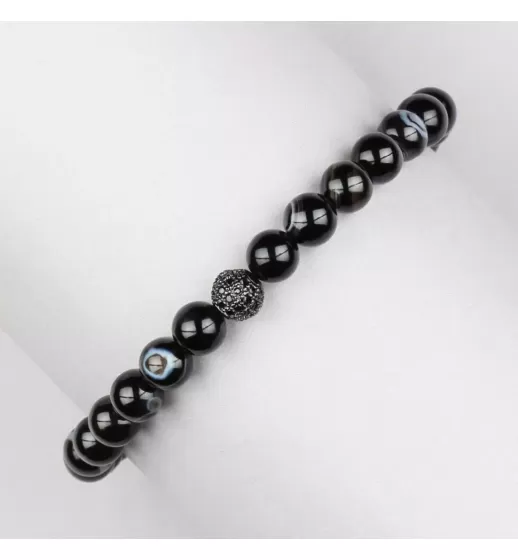 Браслет из оникса с фианитами на резинке Everiot Select LNS-2070