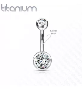 Пирсинг пупка банан из титана Pirslab T23N04-AB без покрытия с фианитами