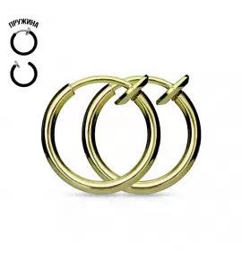 Серьги-обманки (клипсы, каффы) 2 шт. из стали PiercedFish 2xSEP45-GD для имитации пирсинга носа, уха, септума, хеликса