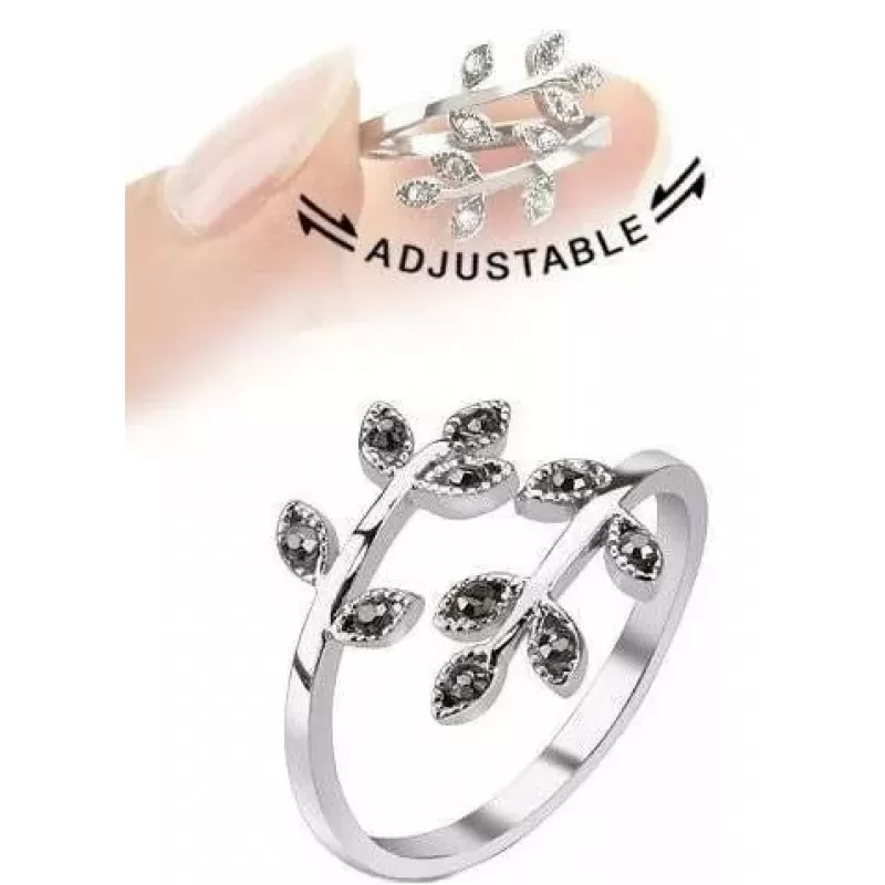 Безразмерное незамкнутое кольцо для пальцев ног/на фалангу TATIC R-A041 с черными и белыми фианитами