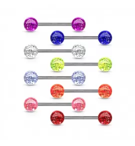 Штанга для пирсинга из стали PiercedFish BL с акриловыми шариками