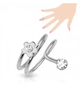 Безразмерное кольцо на фалангу TATIC R-A025-C с цветочком и фианитами