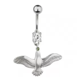 Серьга банан с подвеской "Птица" Everiot AAB-88TBAN с фианитами