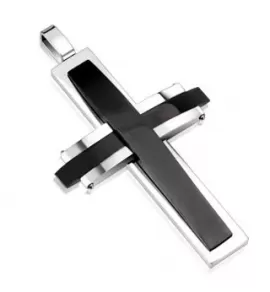 Мужской крест из стали TATIC SSPM-6021 с черными вставками