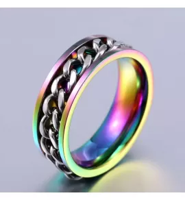 Кольцо антистресс из стали с крутящейся цепью TATIC RSS-0261 спинер