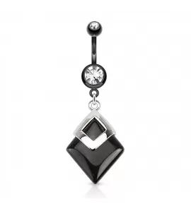 Штанга для пирсинга пупка PiercedFish NS78-05 с ромбом и фианитами