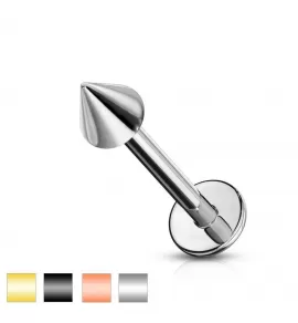 Серьга лабрет с шипом из стали для пирсинга рта или уха PiercedFish LS02