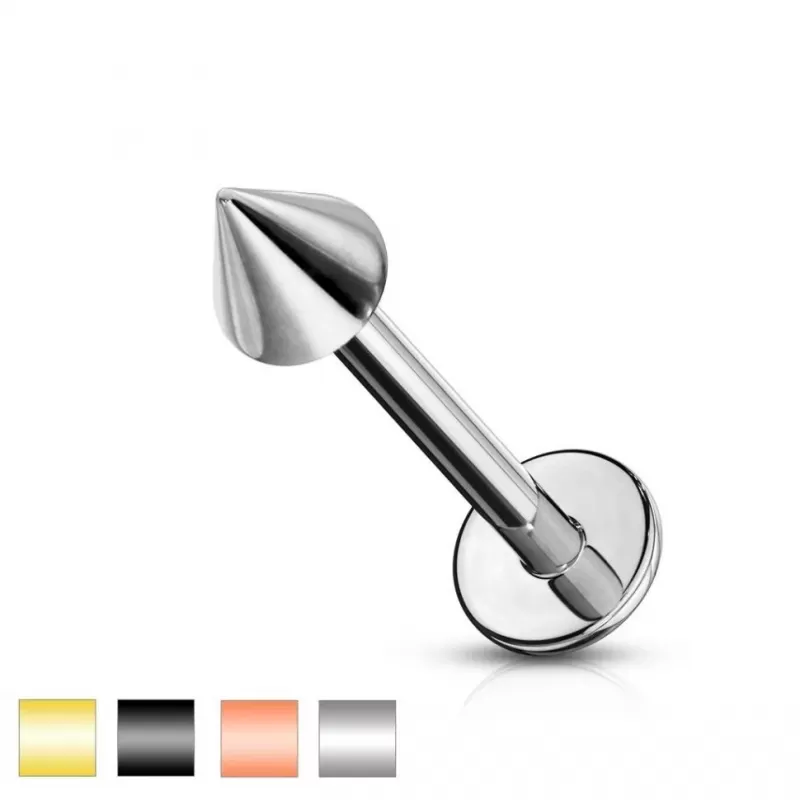 Серьга лабрет с шипом из стали для пирсинга рта или уха PiercedFish LS02