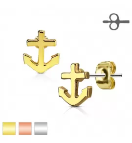 Серьги-гвоздики TATIC EA-024 в форме якоря с родиевым покрытием или позолотой