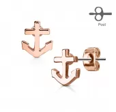 Серьги-гвоздики TATIC EA-024 в форме якоря с родиевым покрытием или позолотой