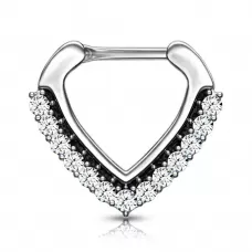 Серьга кликер из стали с фианитами PiercedFish SEP-90-C для пирсинга септума носа, трагуса, хеликса уха, брови