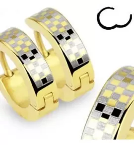 Серьги кольца TATIC --SE2065 из стали с шахматным узором
