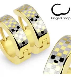 Серьги кольца TATIC --SE2065 из стали с шахматным узором