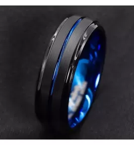 Кольцо из стали TATIC RSS-0019 черное матовое, с синим покрытием внутри