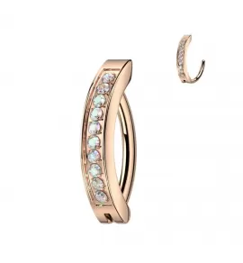 Серьга кликер из титана Pirslab RHTN02 с фианитами для пирсинга в пупок розовое золото