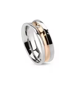 Кольцо из стали TATIC R-M2909 с изящным фианитом