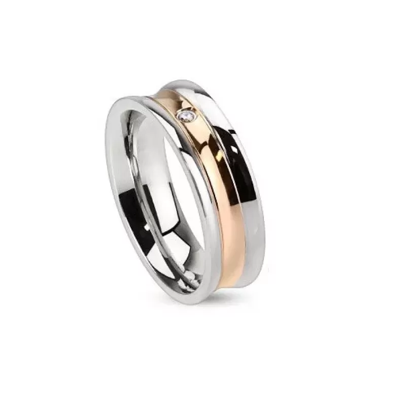 Кольцо из стали TATIC R-M2909 с изящным фианитом