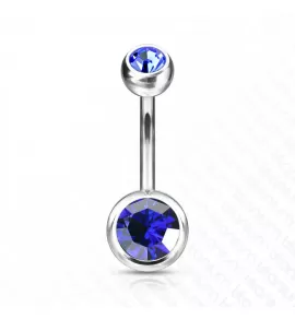 Пирсинг пупка банан из титана Pirslab T23N04-B без покрытия с фианитами