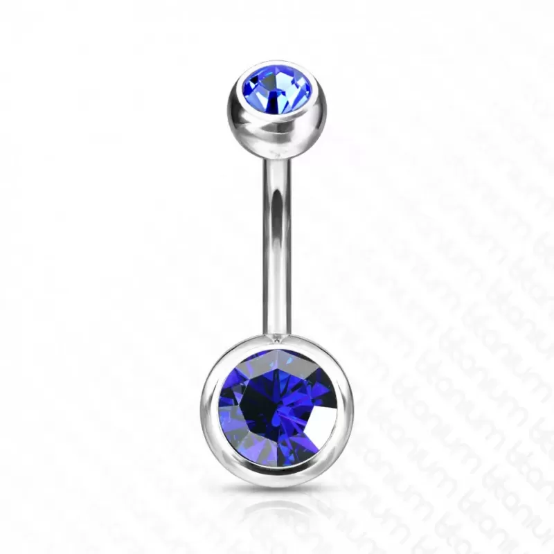 Пирсинг пупка банан из титана Pirslab T23N04-B без покрытия с фианитами