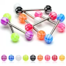 Штанга для пирсинга языка из стали PiercedFish BQ с акриловым шариком