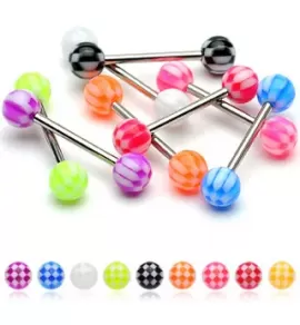 Штанга для пирсинга языка из стали PiercedFish BQ с акриловым шариком