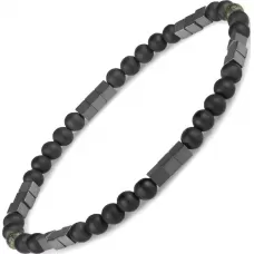 Браслет Everiot Select из змеевика и гематита LNS-0294 на резинке