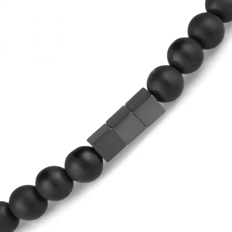 Браслет Everiot Select из змеевика и гематита LNS-0294 на резинке