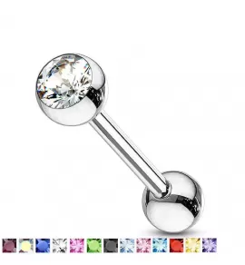 Микроштанга 1,2 мм из стали с кристаллом PiercedFish BS03-16 (от 6 до 10 мм) для пирсинга хряща уха, брови