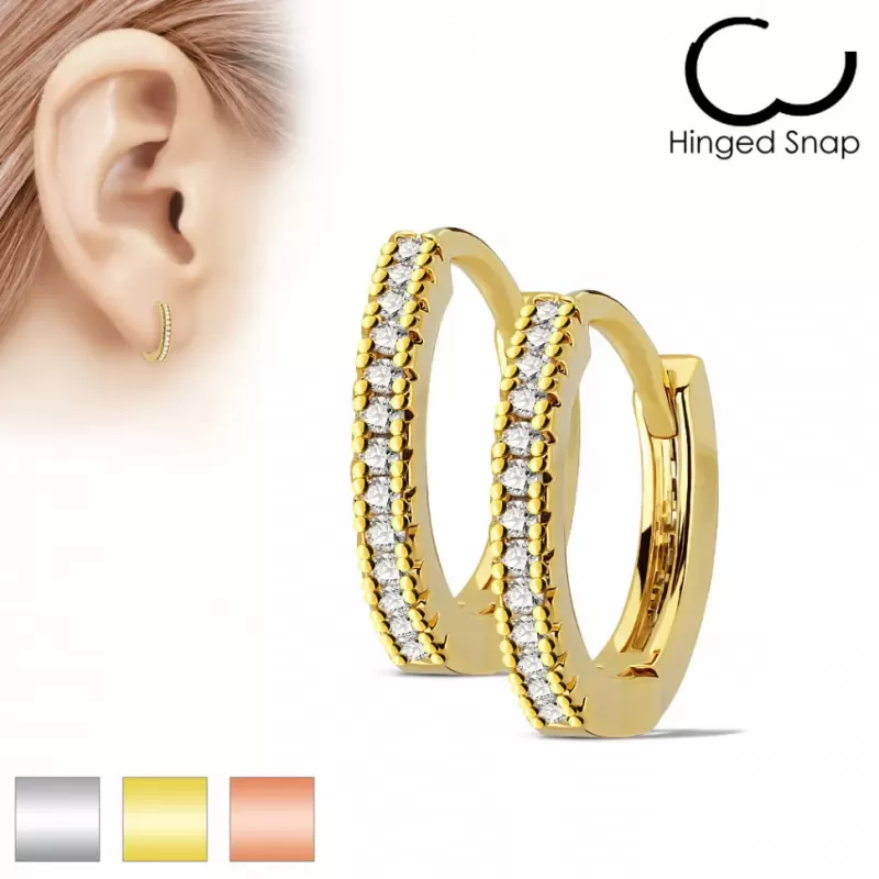 Серьги-кольца из стали TATIC EB-002 с фианитами