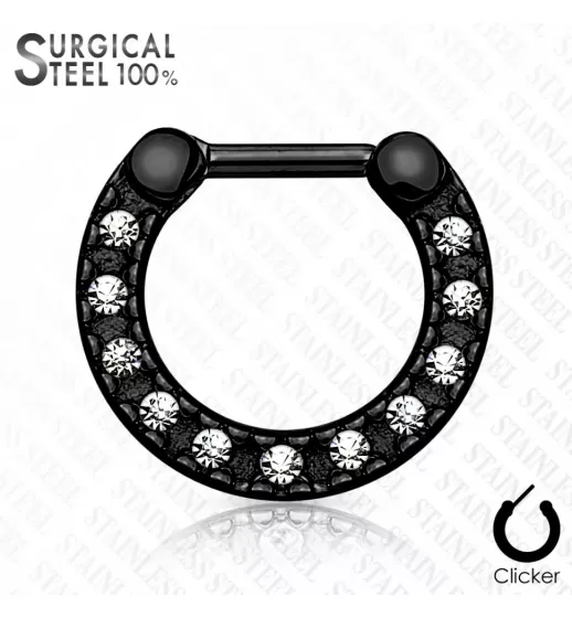 Серьга для пирсинга септума (кликер) PiercedFish SEPS-40 из стали с кристаллами