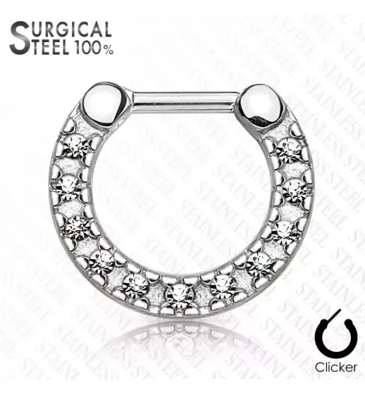 Серьга для пирсинга септума (кликер) PiercedFish SEPS-40 из стали с кристаллами