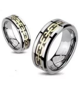 Кольцо из карбида вольфрама с узором в виде цепи Spikes R-TU-177