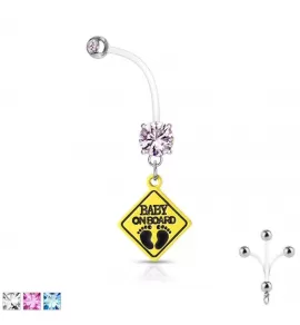 Серьга для пирсинга пупка с фианитом PiercedFish NPG-1016 для беременных