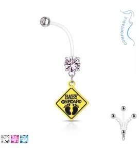 Серьга для пирсинга пупка с фианитом PiercedFish NPG-1016 для беременных
