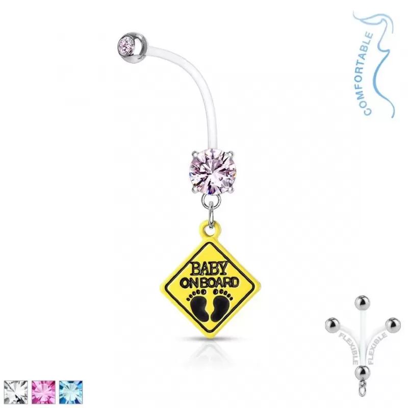 Серьга для пирсинга пупка с фианитом PiercedFish NPG-1016 для беременных