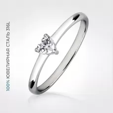 Помолвочное кольцо из стали TATIC RSS-7004 с фианитом сердечко