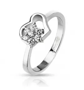 Кольцо из стали Spikes R-M2215 с сердечком и фианитами