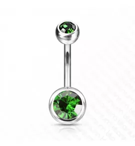 Пирсинг пупка банан из титана Pirslab T23N04-G без покрытия с фианитами