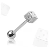 Штанга для пирсинга языка из стали PiercedFish BS09 в форме кубика