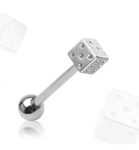 Штанга для пирсинга языка из стали PiercedFish BS09 в форме кубика