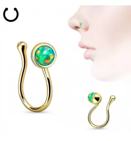 Серьга пирсинг-обманка (клипса) в крыло носа PiercedFish NOCL09-OP21 с искусственным опалом