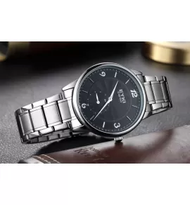 Мужские часы на металлическом ремешке EYKI серии E TIMES ET3102L-SG-02 с черным циферблатом