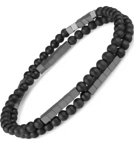 Эластичный браслет Everiot Select в два оборота из натурального гематита и агата LNS-0295