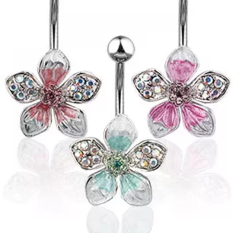 Пирсинг пупка банан PiercedFish NSQ-3645 тропический цветок