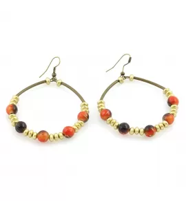 Серьги Indigo ING-RR-132 круглые с античными бусинами