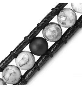 Браслет-намотка из яшмы и вощеного шнура Everiot Select LNS-3119-R плетеный