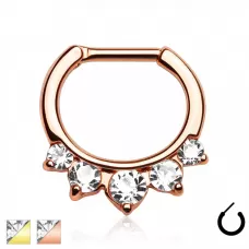 Серьга кликер для пирсинга септума --PiercedFish SEP-59 с фианитами