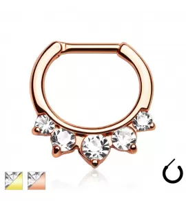 Серьга кликер для пирсинга септума --PiercedFish SEP-59 с фианитами